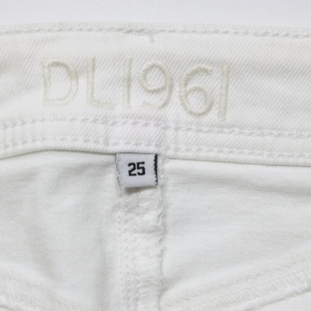 DL1961 Women's Hybrid 360 Splatter Print Skinny Jeans Denim‎ Raw Edge White 25